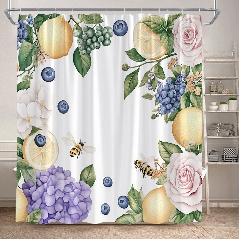 Pineapple Shower Curtains Colorful Tropical Fruit Funny Cute Hawaii Summer Plant Exotic Fresh Fruits Bathroom Curtain Decor Set