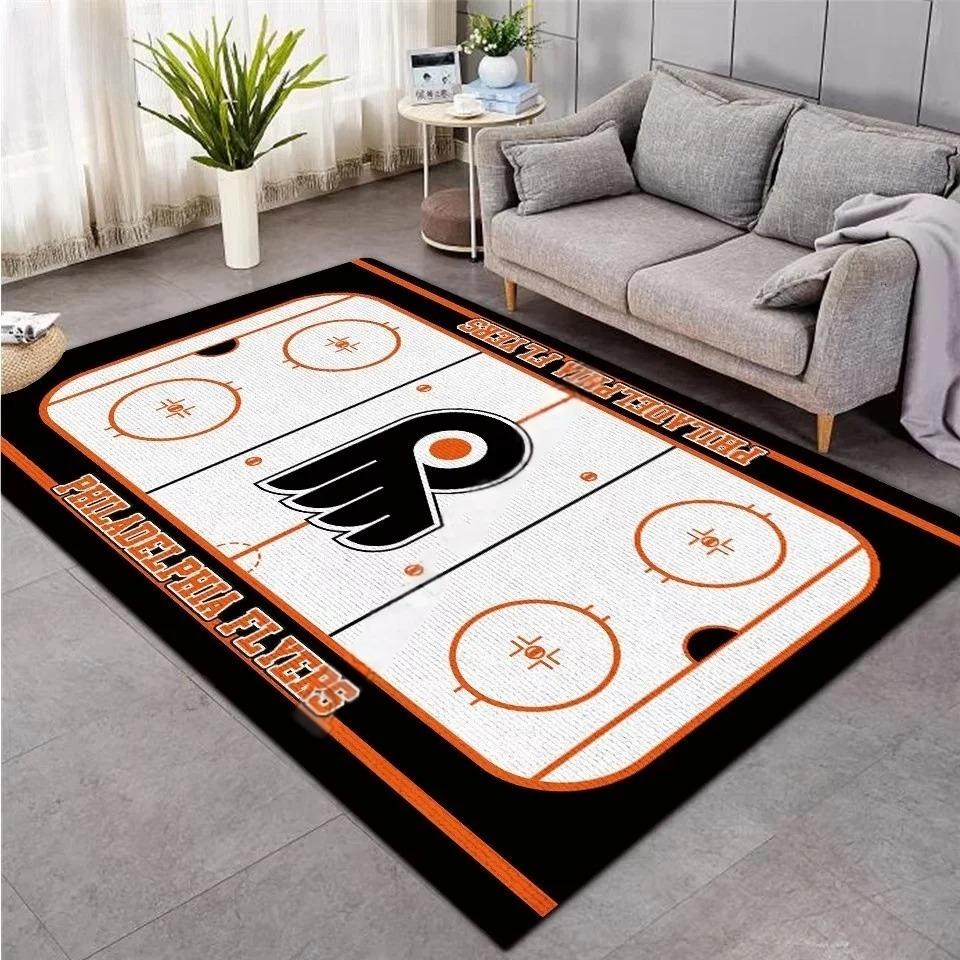 3D Hockey Rug, Ice Hockey Carpet Non-Slip Machine WashableDoormat, Sport Themed Floor Mat for Living Room Dining Room Game Room