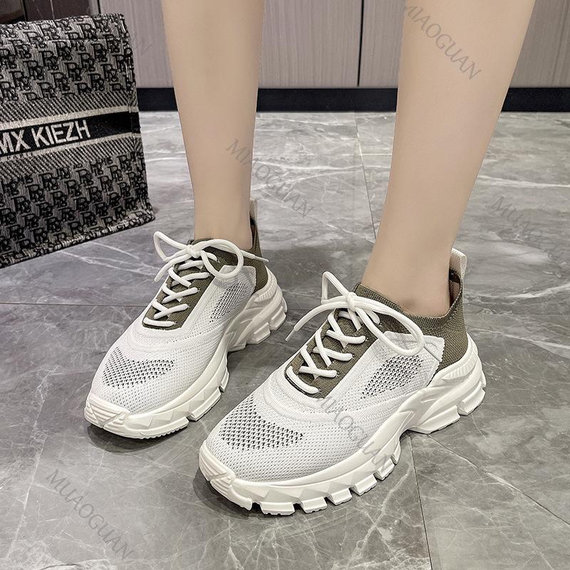 Fashion Versatile Casual Sneakers 2025 Spring and Summer Mesh Breathable Tenis Female Shoes Color Blocking Platform Sports Running Shoes
