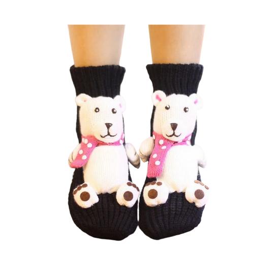 1 Pair Knitted Animal Socks Autumn Winter Thick Warm Knitting 3D Animal Doll Mid-calf Socks Women Stretch Home Floor Carpet Sleeping Socks
