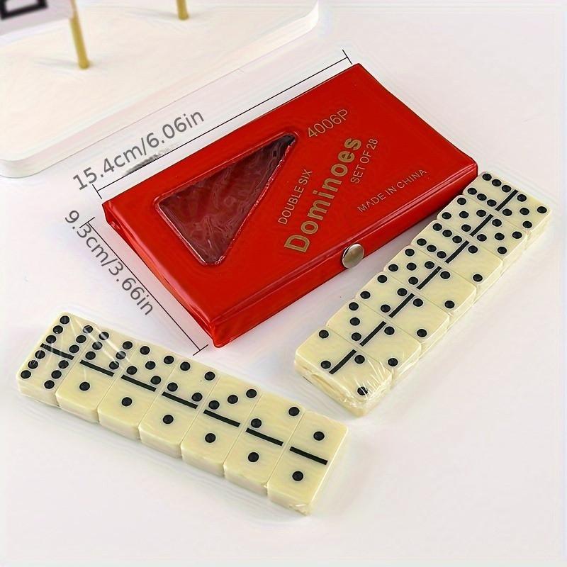 28pcs Dominoes Card Chess Board Games Playthings featuring PVC Storage Box thanksgiving Day Christmas Gift Idea Christmas Halloween Gift Idea