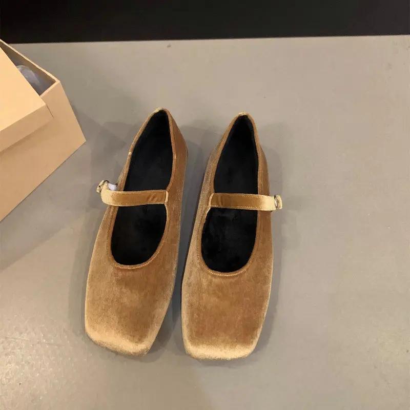 Fashion Flat Shoes for Women Autumn Mary Jane Hairy Single Shoes for Women 2025 New Retro Suede Loafers Women Ladies Shoes