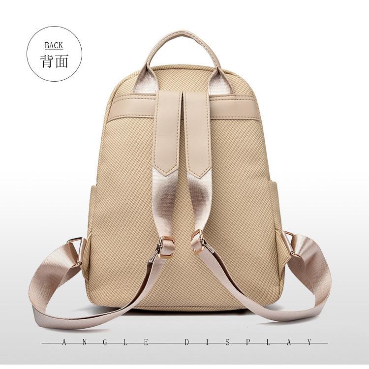 IELGY Ladies Large-Capacity Solid Color Temperament Fashion Backpack Casual Korean Simple Travel Backpack