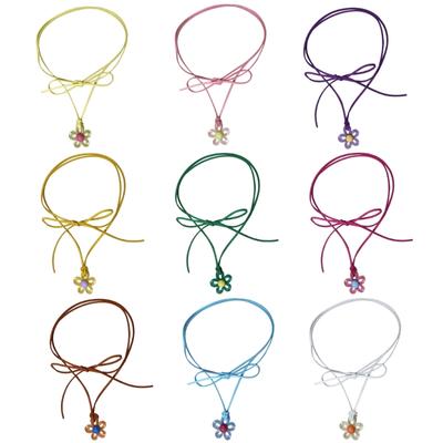 Fashion Plum Blossom Necklace Colorful Hollow Flower Pendant Choker Jewelry Women Y2K Acrylic Flower Pendant Necklace