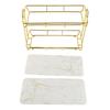 Badezimmer-Aufbewahrungsregal Gold Weiß 2 Etagen Make-up-Regal Humanisierte Struktur Anti-Rutsch-Arbeitsplatte