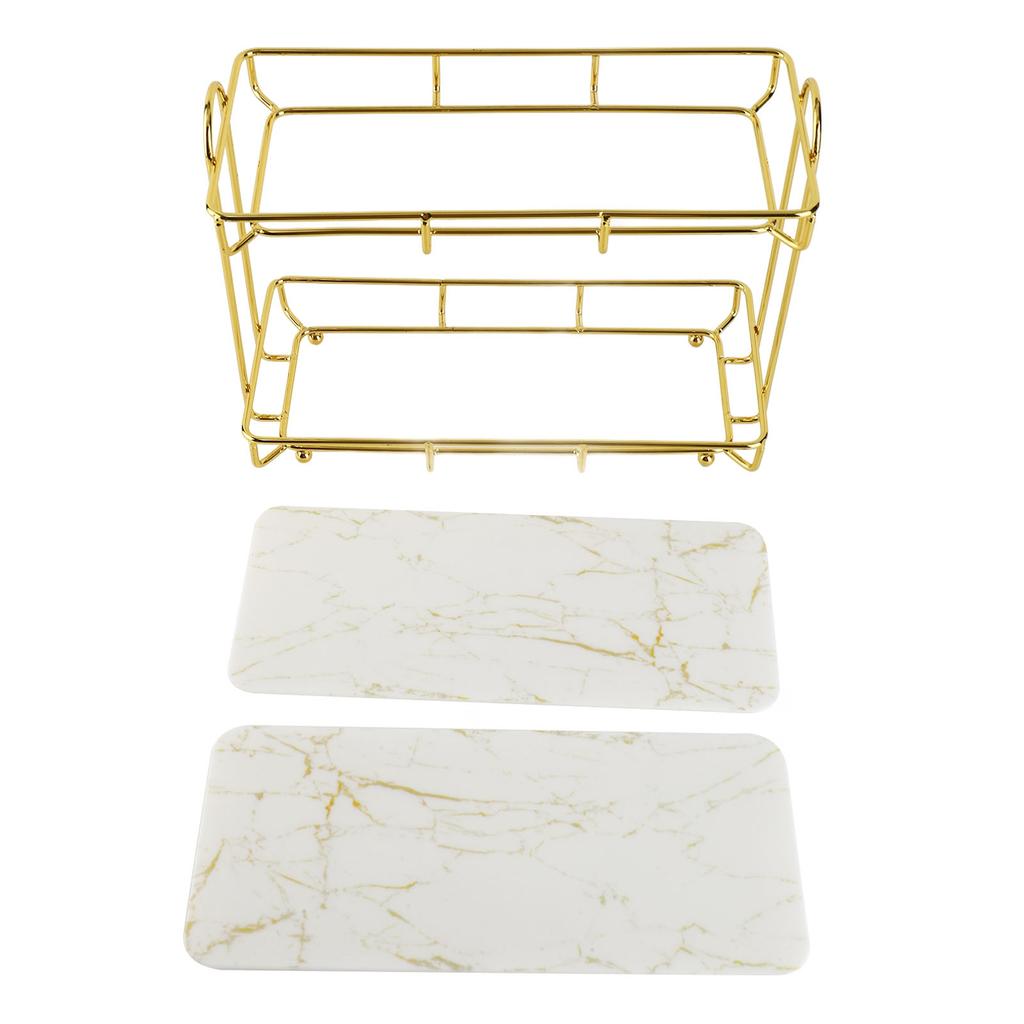 Badezimmer-Aufbewahrungsregal Gold Weiß 2 Etagen Make-up-Regal Humanisierte Struktur Anti-Rutsch-Arbeitsplatte