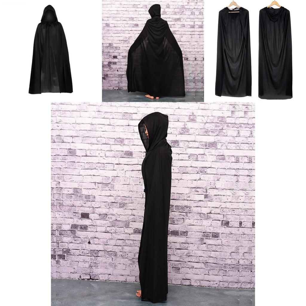 Halloween Cloak Cos Death Vampire Witch Robe Party Adult Children Cape Black
