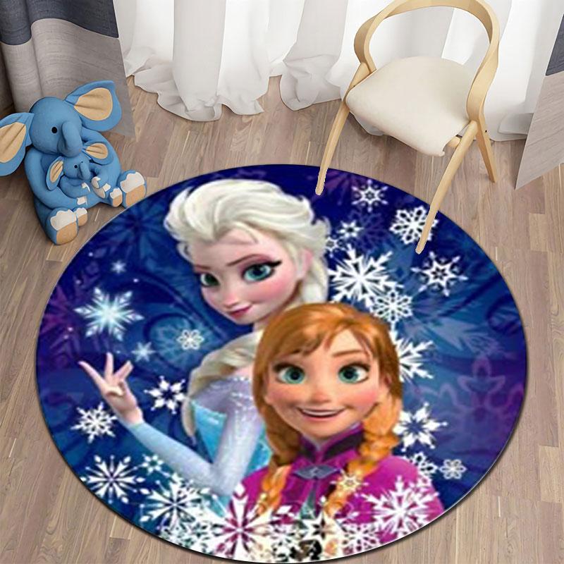 Olaf and Elsa Print Round Rug, Suitable for Decorating Living Rooms, Bedrooms, Tables, Chairs, Sofas, Etc.