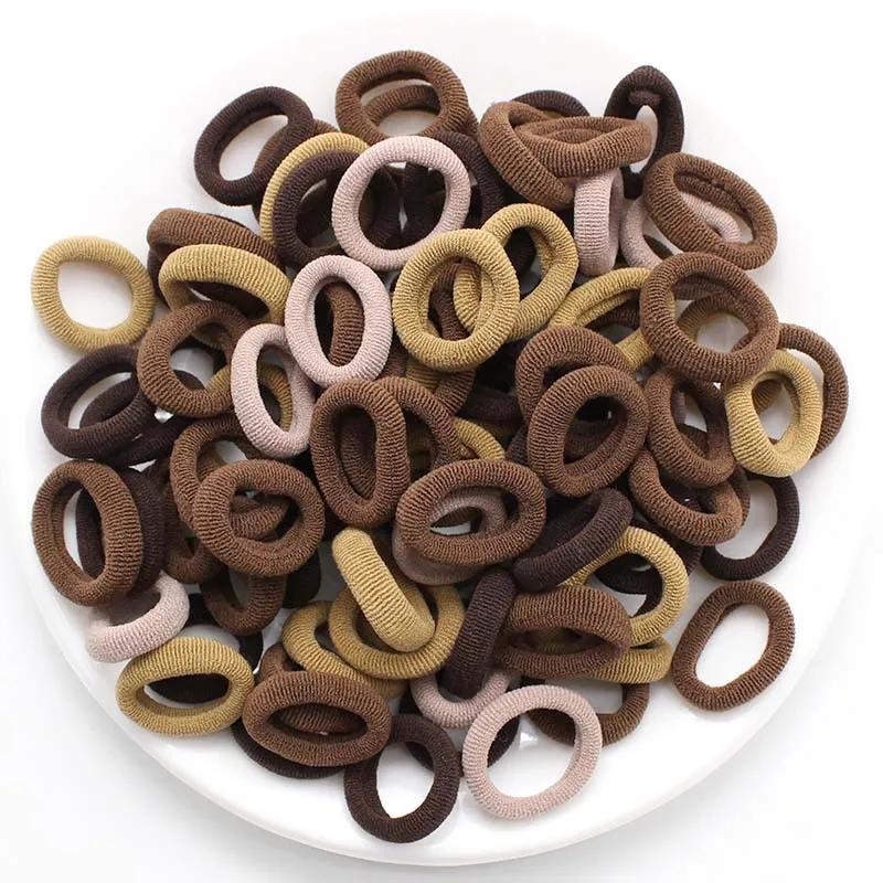 100/200pcs Colorful Basic Nylon Ealstic Hair Ties for Girls Women Ponytail Hold Scrunchie Rubber Bands Rope Hair Accessories