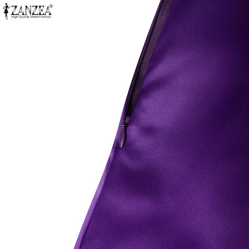 ZANZEA Women Casual Stand Collar 3/4 Sleeve Loose Long Dress