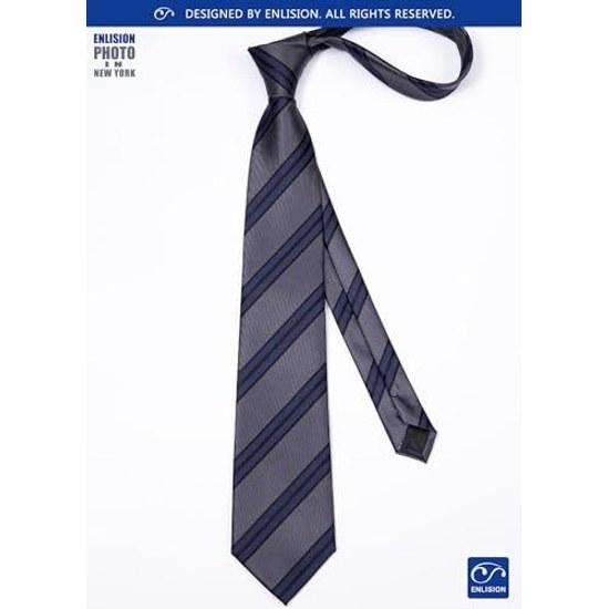Enlision EC-04 Mens Tie Business Casual No Iron Easy Care 8.5 Width Handkerchief Thickness Formal Employment Entrance Ceremony Graduation Gift