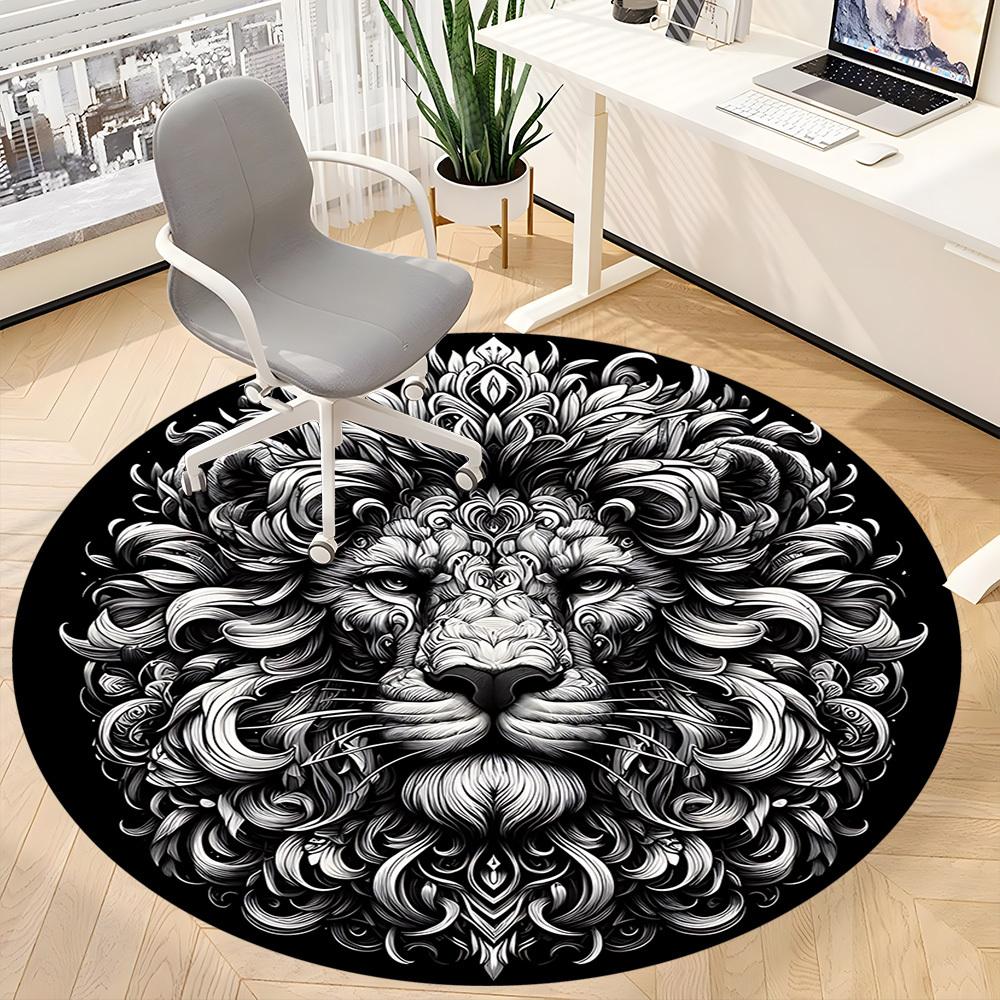1PC Lion Head Ornament Chair Carpet for Office, Indoor Non-Slip Washable Carpet, Soft Comfortable Mat For Office Room Yy250930315