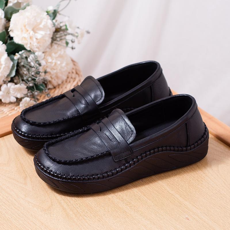 נעלי נשים בינוניות סוליה רכה נעלי יחיד רטרו נעלי אמא ותיקות בינוניות נעלי פלטפורמה לואפרס