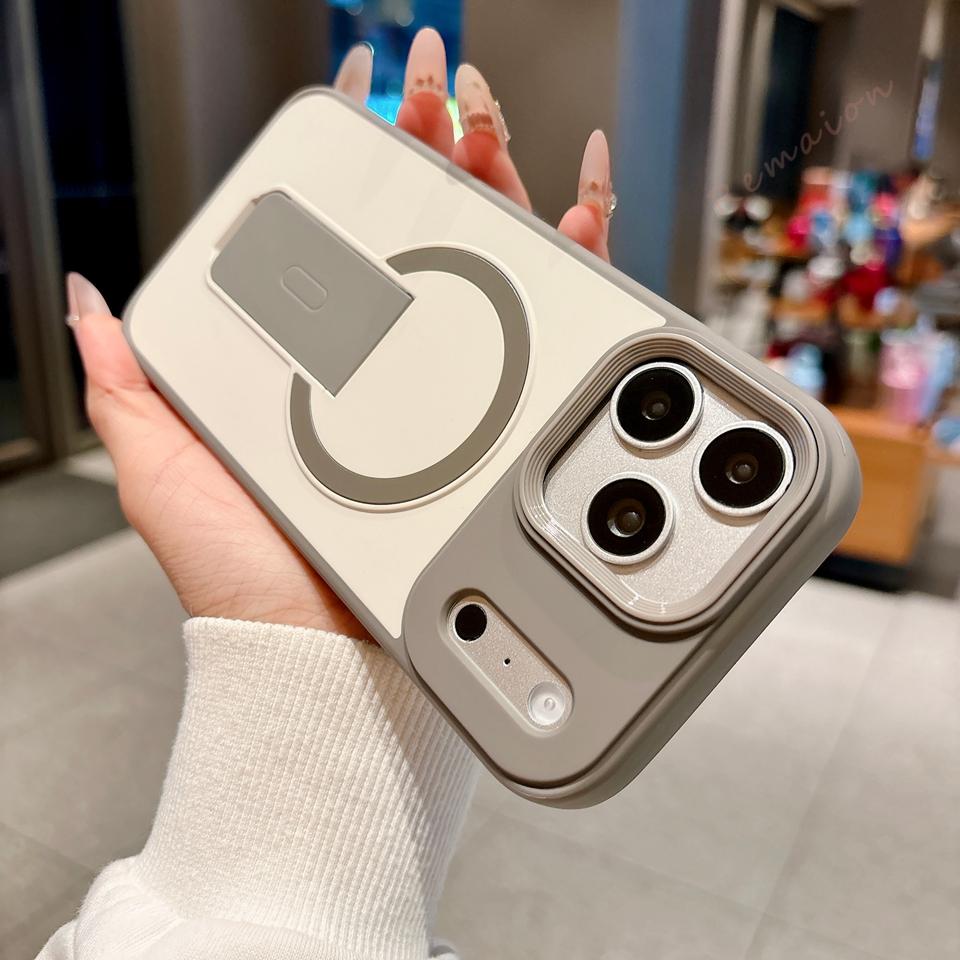 

Official Magnetic Phone Case For iPhone 17 11 12 13 14 15 16 17 Pro Max Air 15 16 Plus Magsafe Stand Shockproof Protector Cover For iPhone 17Air