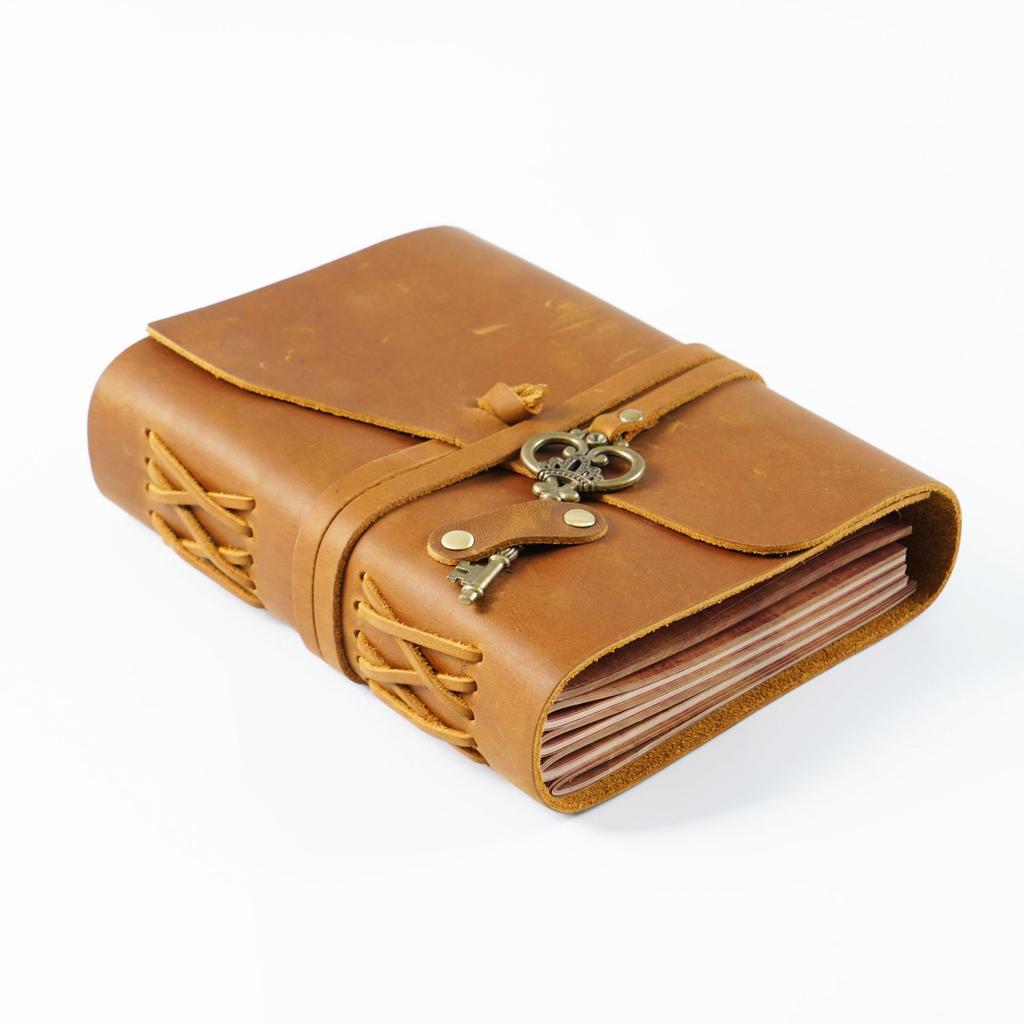 2026 First Layer Cowhide Traveler's Notebook Notepad, Retro Handmade Loose-leaf Book Magic Diary