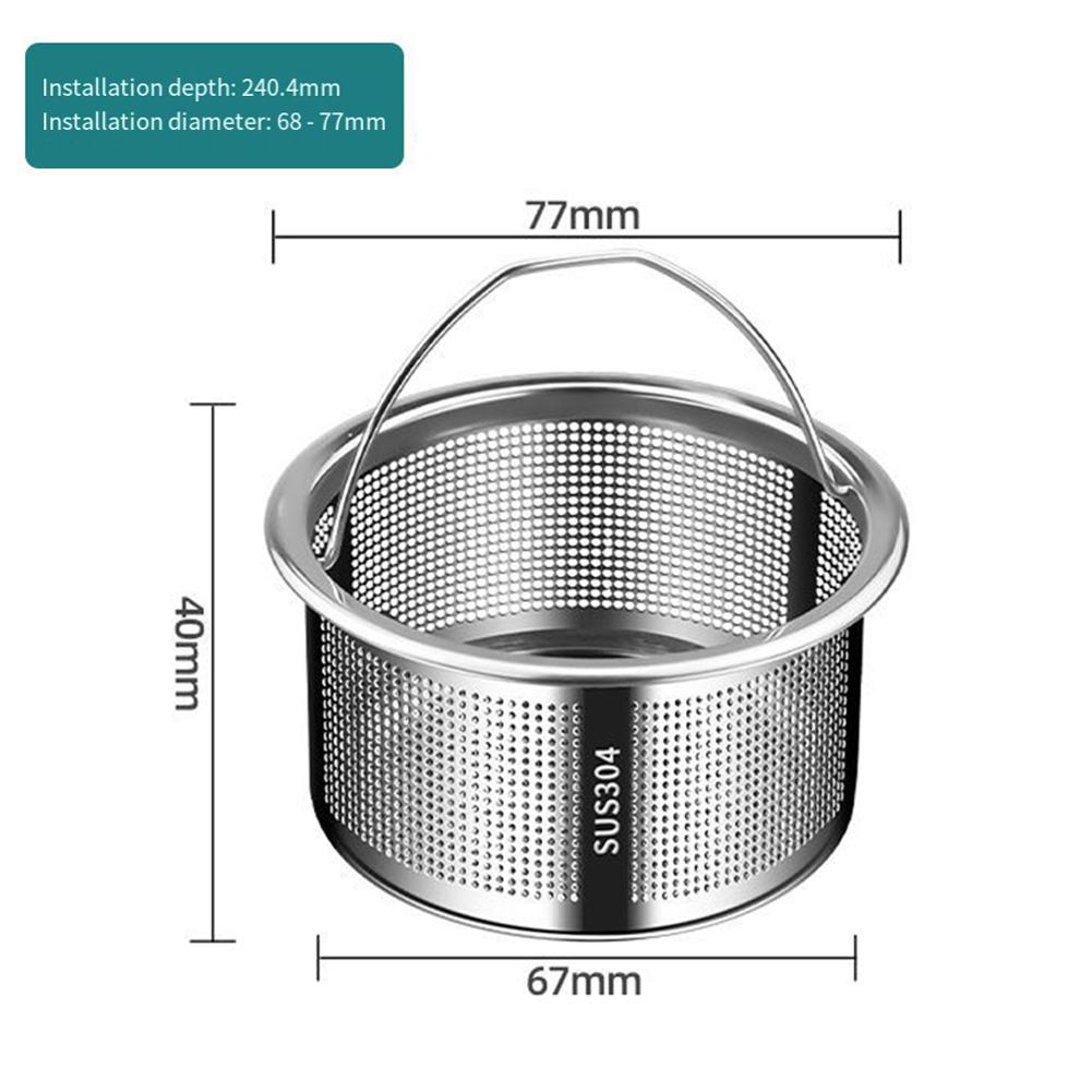 Kitchen Sink Filter Screen 304 Stainless Steel Filter Basket Handheld Drain Filter Bathtub Hair Catcher Basket Stopper