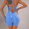 European And American Seamless Sexy Cross Back Short Gathering One-Piece Yoga Suit Women'S Jumpsuit