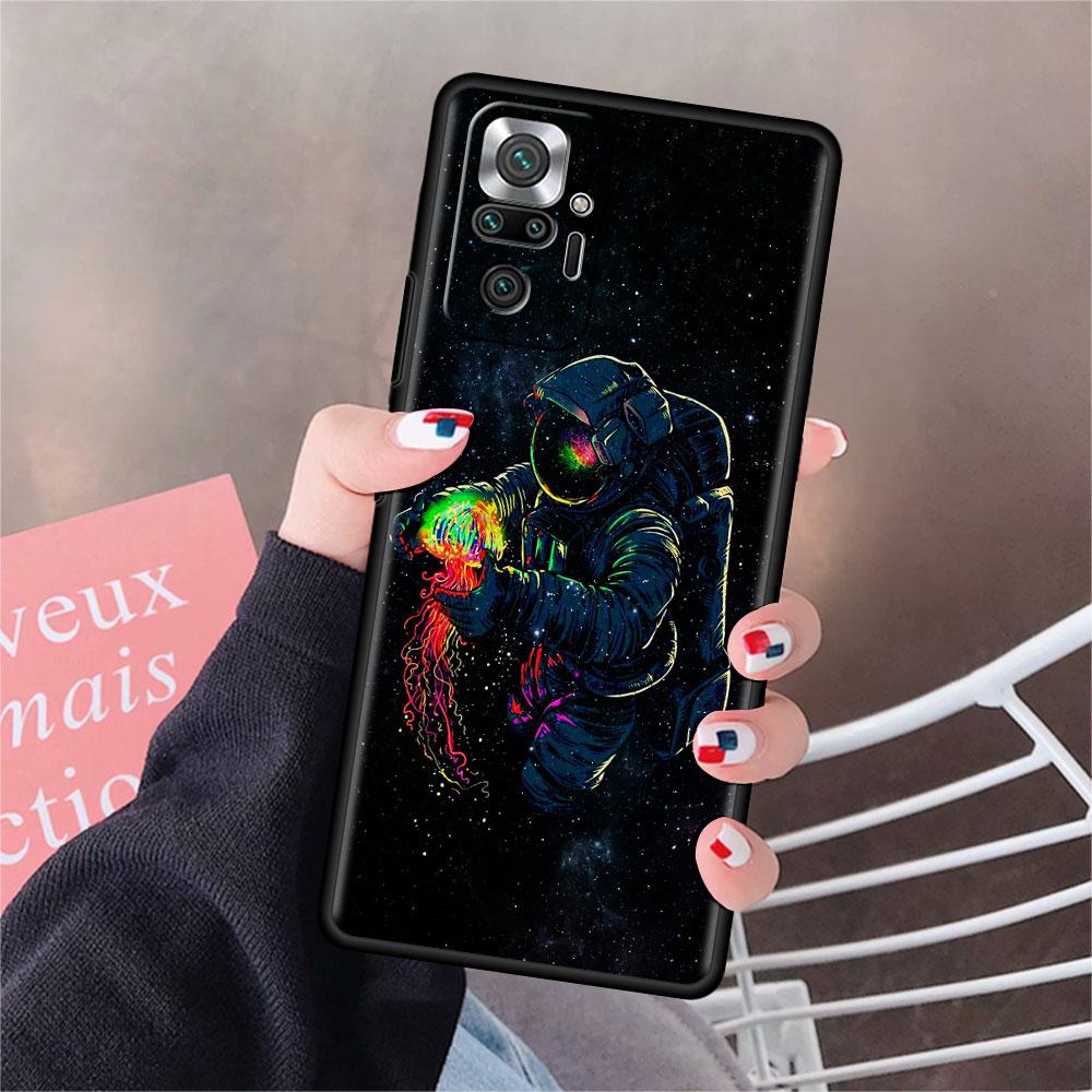 Hülle für Xiaomi Redmi Note 10 9 11 Pro Weiche Handyhülle 10S 9S K40 8 9A 9C 9T 7 10C 8T Silikonhülle Universum Cooler Astronaut