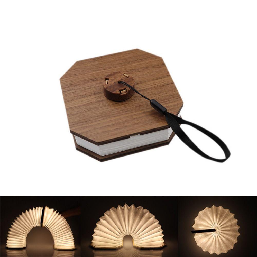 with Detachable Hand Strip Wooden Flip Night Light 2 Colors Lights Led Table Lamp  Birthday Gift