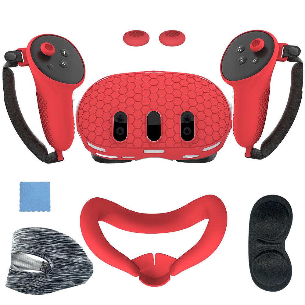 Meta Quest 3 Silicone Protective Case: 7-Piece Set for Controller & Host - Anti-Slip, Anti-Drop VR Accessories