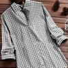 Retro Plaid Collar Long Sleeved Shirt for Women 100 Pure Cotton