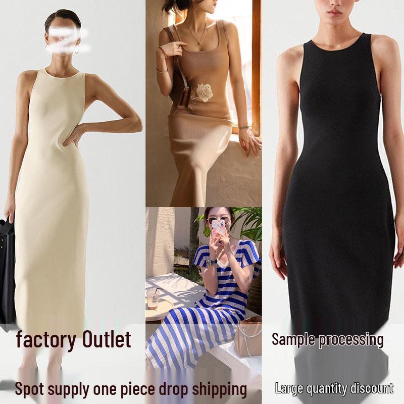 

Cos Wind Women s Sleeveless Knitted Vest Dress - Mid-Length, Versatile Slim Fit, Inner Knit Pencil Skirt. L Recommended weight: 115-130 catties