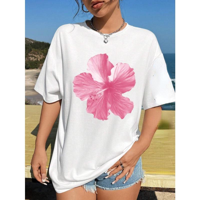 New Cherry Fun Printed Women's Cotton T-shirt Retro Personality Floral Graphic Top Fashion Casual Couple Y2k Round Neck T-shirt