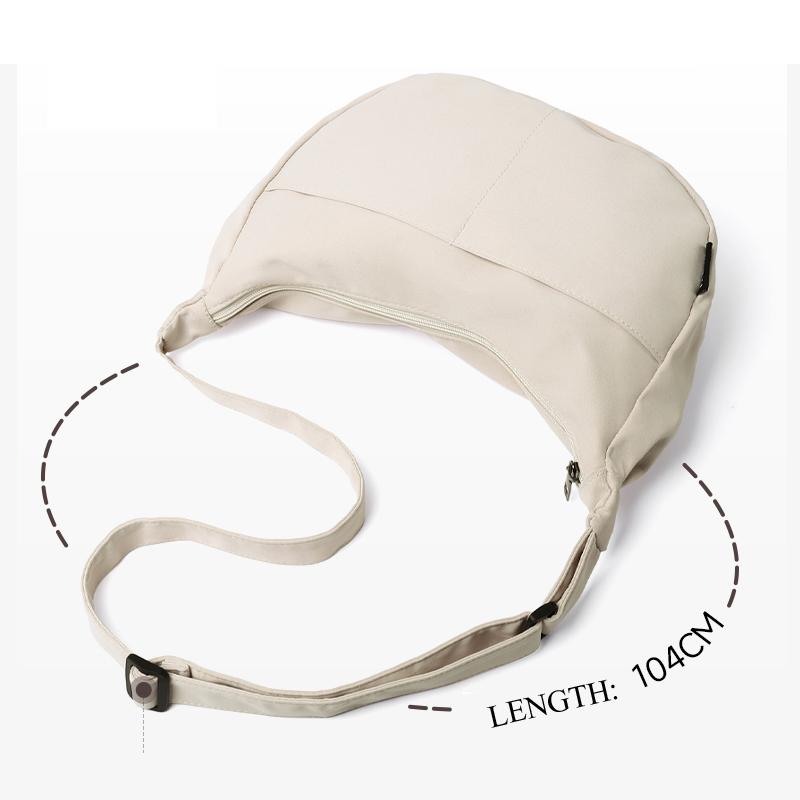 Casual Nylon Hobo Crossbody Bag for Women  Zipper Chest Pack Waterproof Shoulder Bag Travel Half Moon Bag for Female