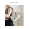 Textured Silver Bag Women's Single Shoulder Messenger Bag High-grade Pleated Underarm Crescent Bag