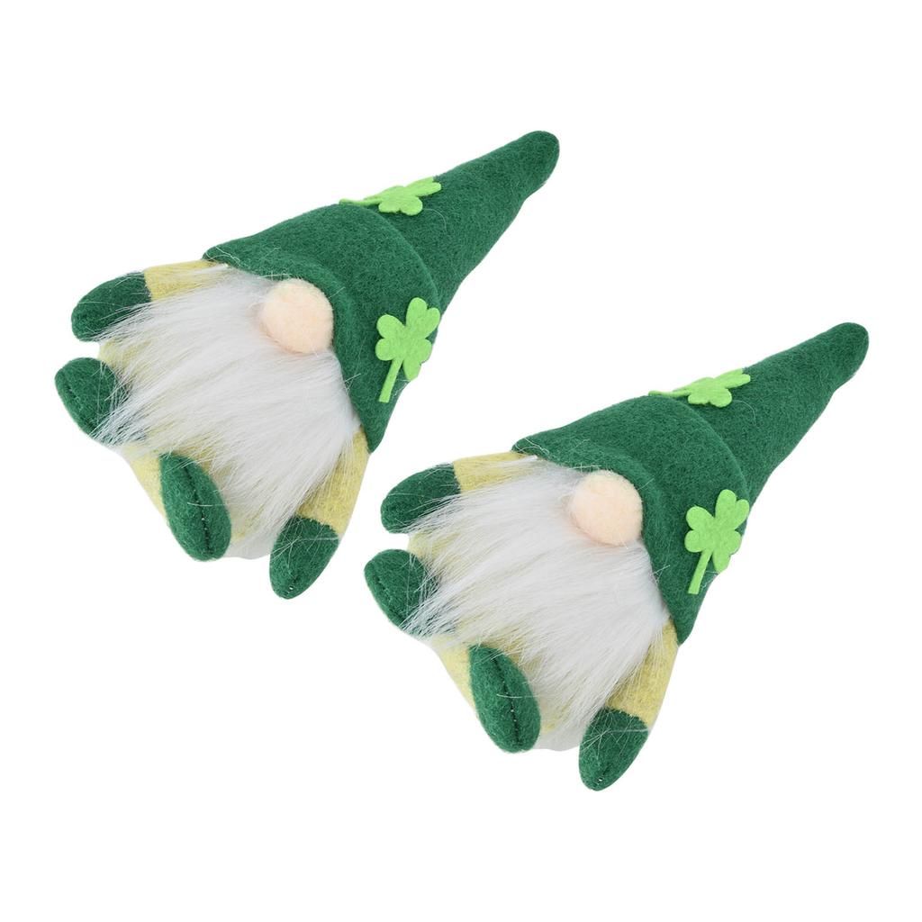 2 Stück Zwergenpuppe Handgefertigt Niedlich Gesichtslos Grüner Hut St. St. Patrick's Day Ornament Plüsch Zwergpuppe für Sofa Esstisch(Männer