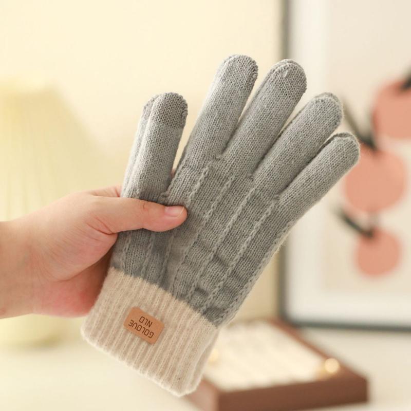 

Women s Knitted Velvet Gloves Autumn Winter Anti-Slip Dual Color Jacquard Design for Fashionable Hand Warmth