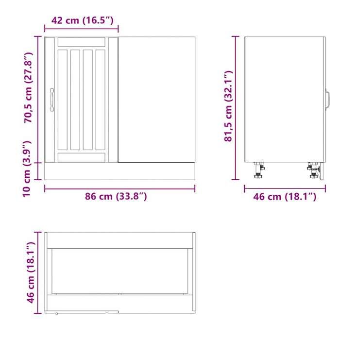 VidaXL Lucca Concrete Grey Engineered Wood Washbasin Base Cabinet 854312