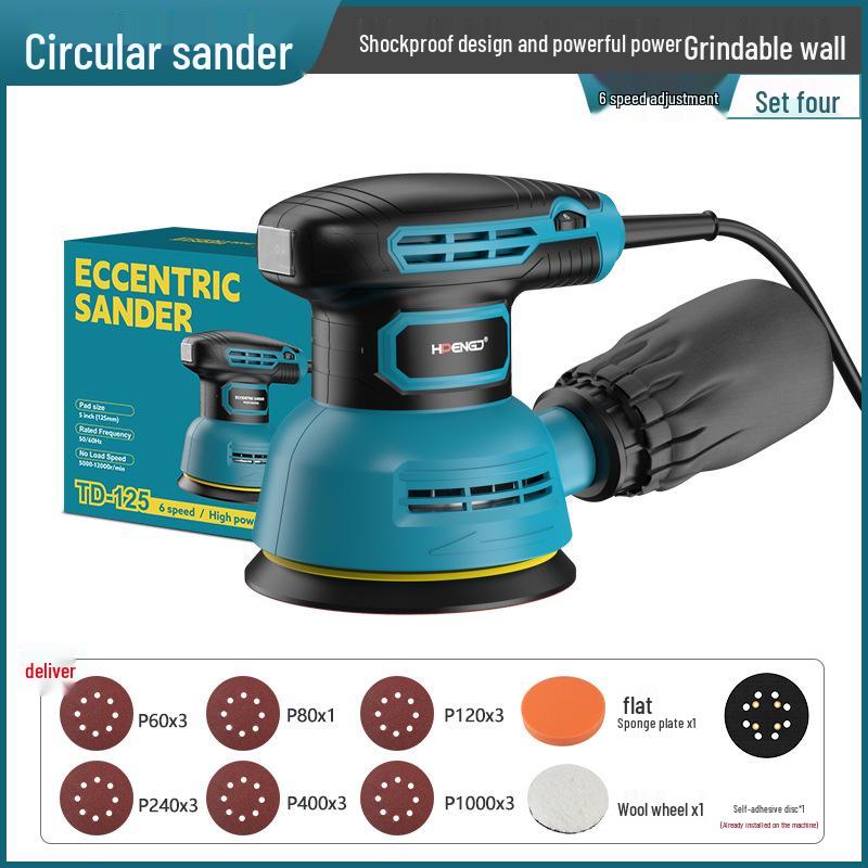 Șlefuitor Eccentric Electric cu Hârtie abrazivă de 5 inch pentru prelucrarea lemnului și lustruirea mobilei