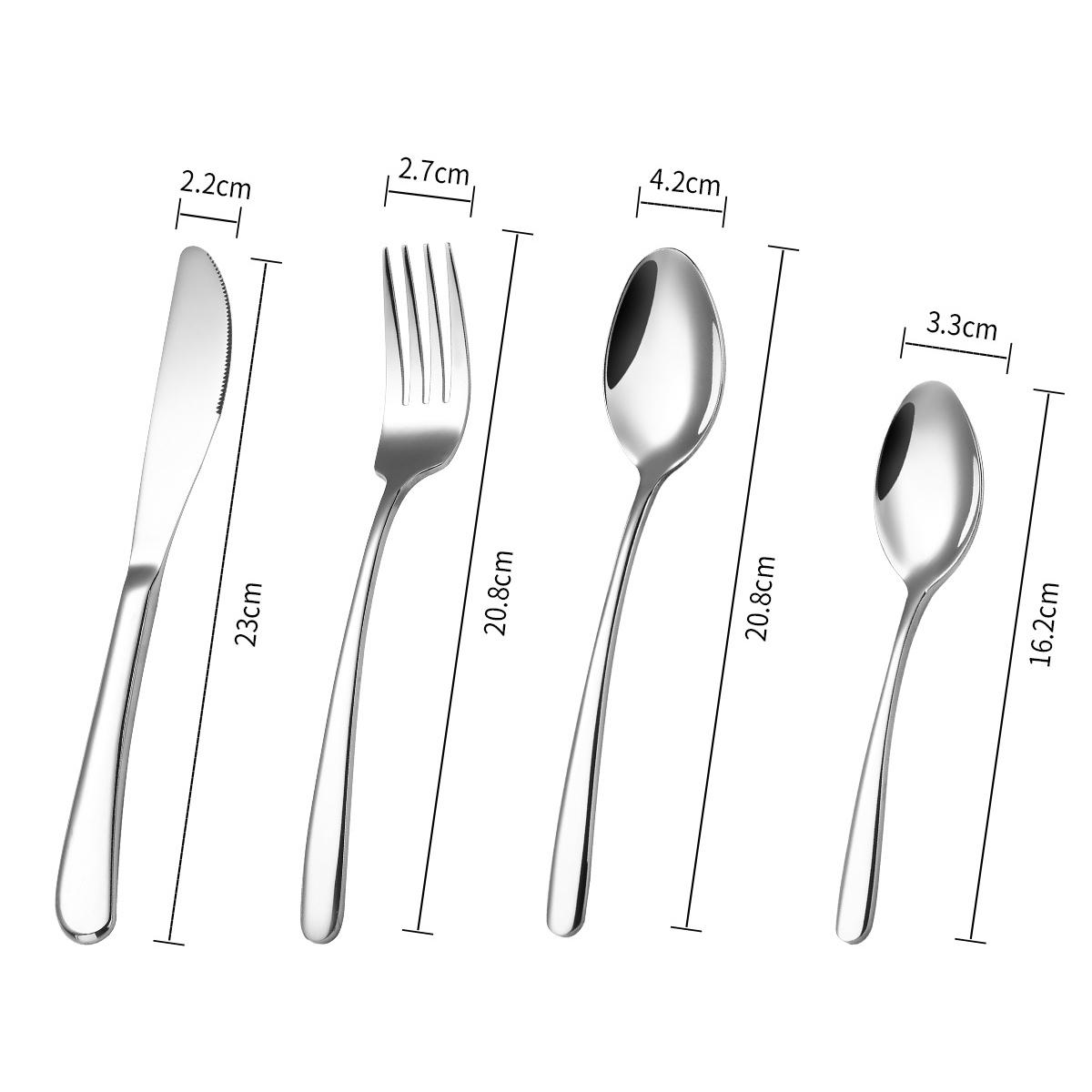 

Столовая посуда из нержавеющей стали 304, нож, вилка и ложка для ресторана, простой, легкий, роскошный набор столовых приборов серебряный