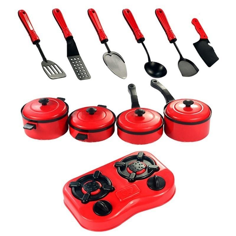 11PCS/Set Baby Kid Play Kitchen Utensils House Toy Cooking Pots Pans Food Dishes Cookware