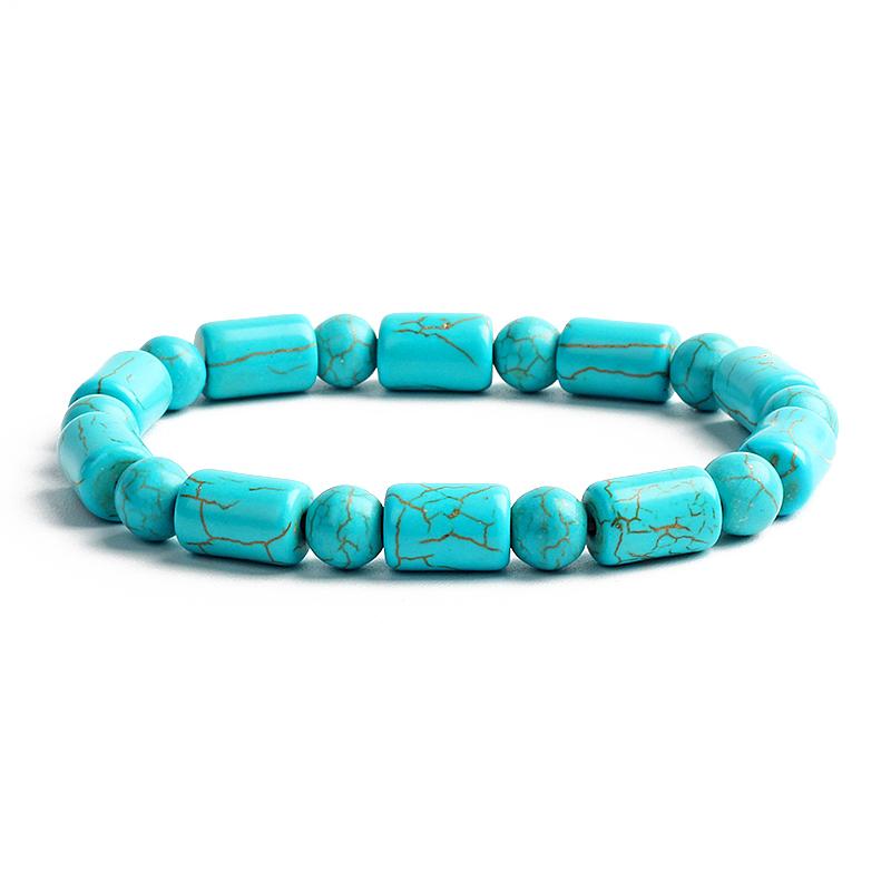 Bohemian Turquoises Beads Bracelets for Women Reiki Nature Stone Cube Cylinder Irregular Bracelets Healing Healthcare Jewelry