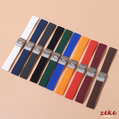 18/20/22/24mm Soft Silicone Watch Band Universal Waterproof Sports Rubber Folding Buckle Strap for Seiko Bracelet Accessories