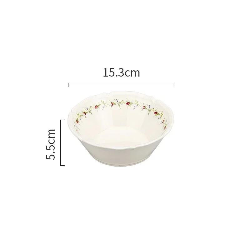 French Style Rose Ceramic Plates Light Luxury Restaurant Dessert Salad Bowls Delicious Dishes Dining Plate Exquisite Tableware