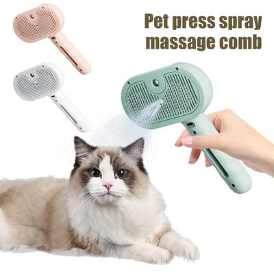 Pet Steam Brush Self-Cleaning Pet Grooming Comb with Water Spray Rechargeable Steamy Pet Shedding Massage Brush for Cats Dogs Hair Removal