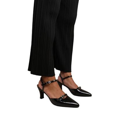 Womens/Ladies Memphis Patent Faux Leather Wide Low Heel Sandals