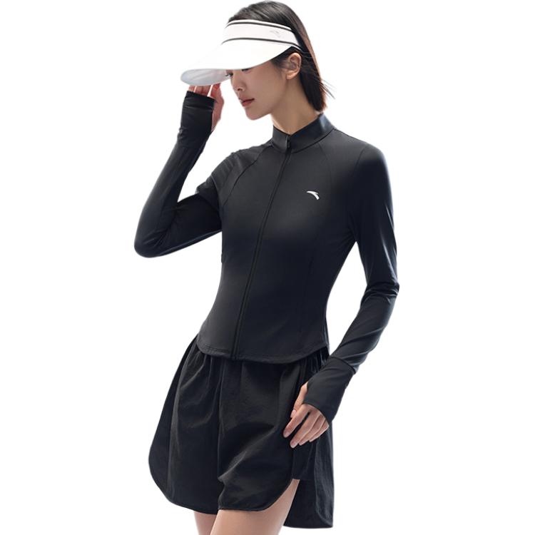 Anta Training Series Solid Color Zip-Up Hooded Comfortable Versatile Long Sleeve Breathable UV Protection Sun Protection Women tops 962527704-8