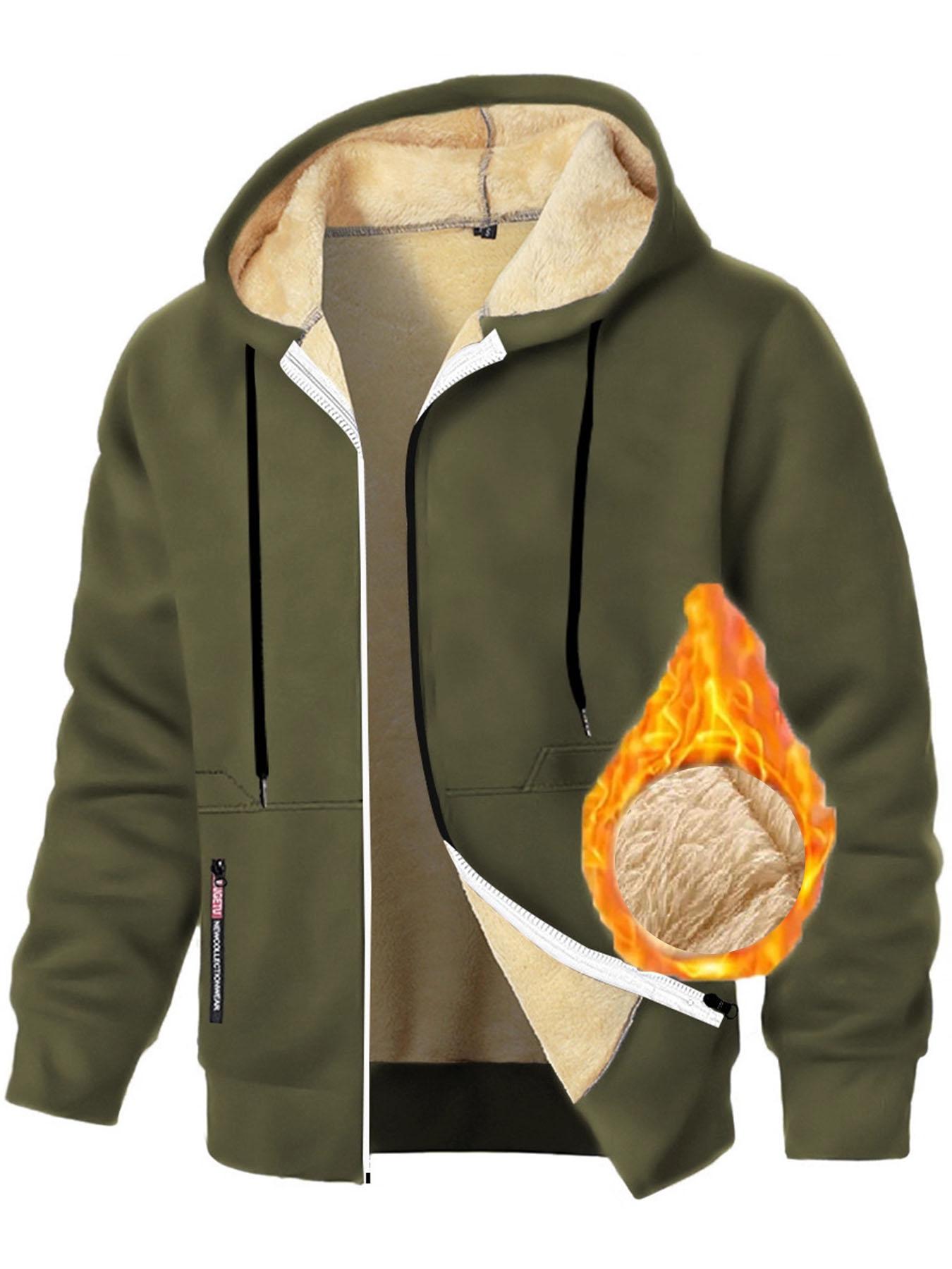 

Осень Новая Мужская Повседневная Флисовая Толстовка с Капюшоном на Молнии Однотонная Теплая Спортивная Одежда Мужская Модная Верхняя Одежда S зелёный