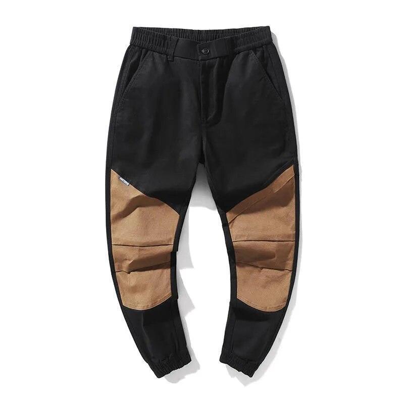 New Autumn/Winter Fashion Brand American Retro Panel Contrast Color Tie Leggings Loose and Versatile Handsome Casual Men's Pants
