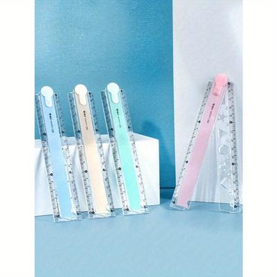 1pc Folding Ruler, Colorful Ruler For Students, Plastic Ruler, Multi-Color Available, For Geometric Drawing And Illustration