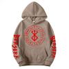 Berserk Anime Hooded Sweatshirt Men Loose Fit Fleece Lined Streetwear Casual Pullover Top