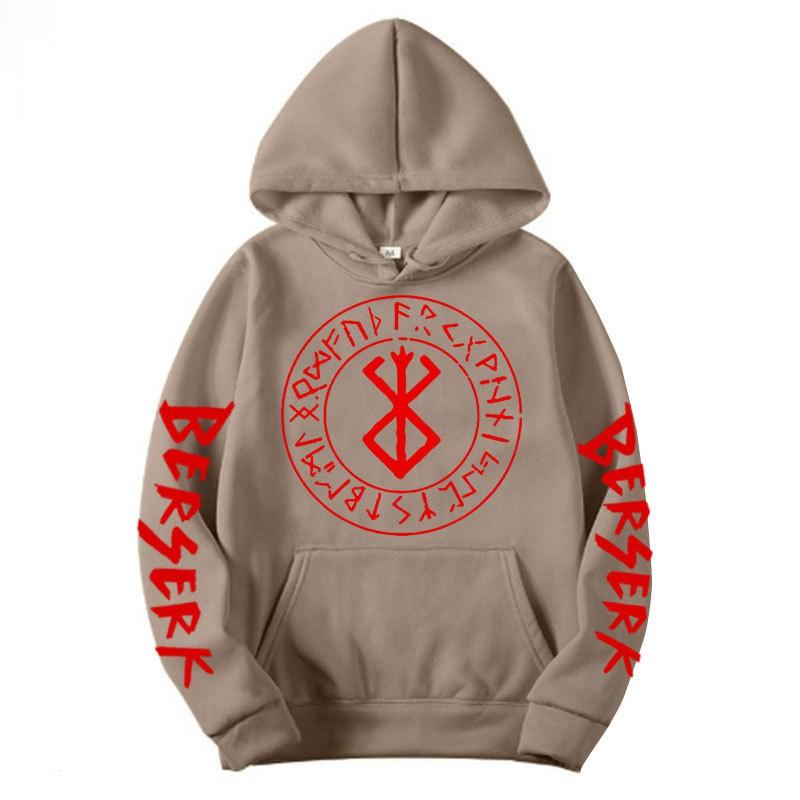 Berserk Anime Hooded Sweatshirt Men Loose Fit Fleece Lined Streetwear Casual Pullover Top