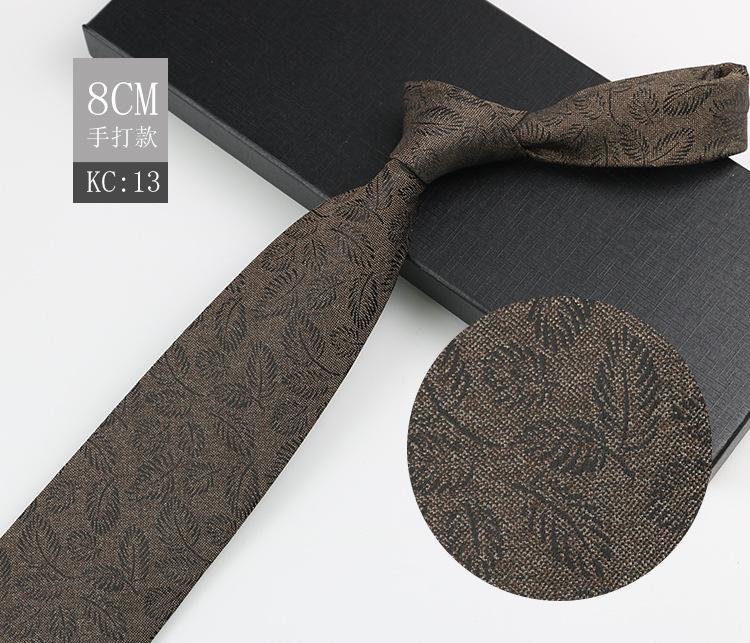 Men'S Tie British Retro Dark Brown Coffee Gold Striped Gentleman'S Suit Shirt Dress Professional High-End Hand Style