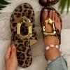 Women's Summer Leopard Print Flat Beach Sandals