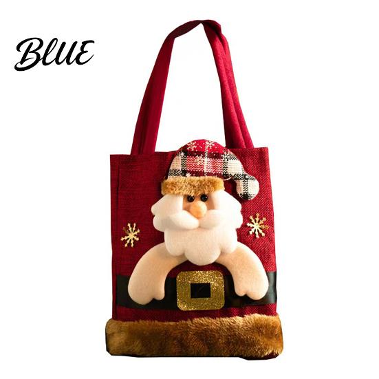 Decorative Christmas Party Favor Bags Tote Bag Santa/Snowman/Elk/Bear 3D Doll Decor Thick Cloth Holiday Candy Treat Holders Fabric Storage Pouch for