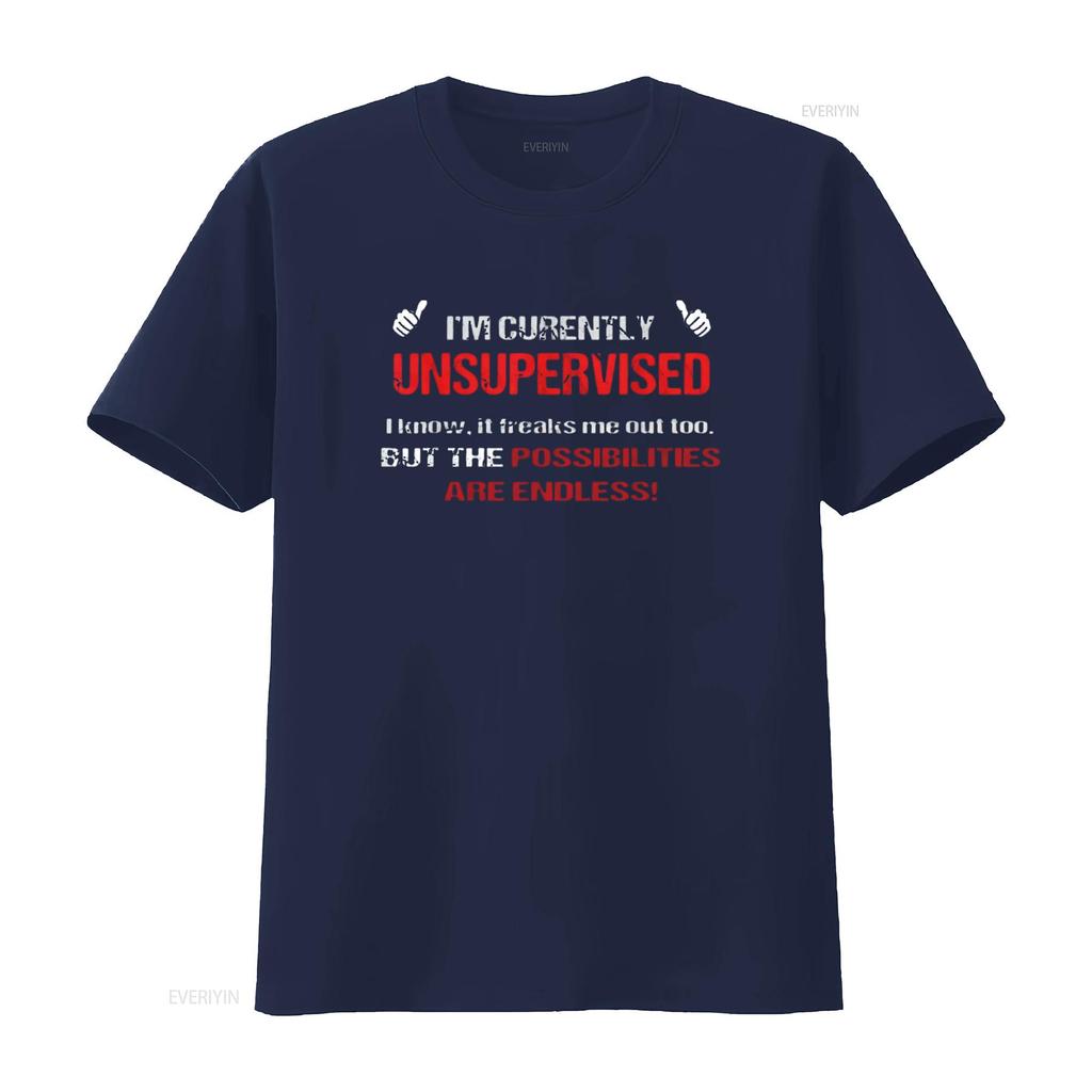 Currently Unsupervised Novelty Sarcastic Mens Funny T Shirt Black X Large vintage Washed Stylish homme Stretched Comfortable